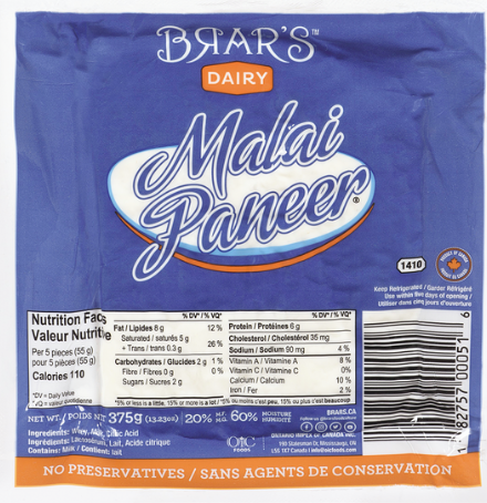 Picture of BRAR MALAI PANEER 375GM