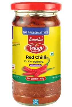 Picture of TELUGU RED CHILLI PKLE W/O GARLIC 300GM